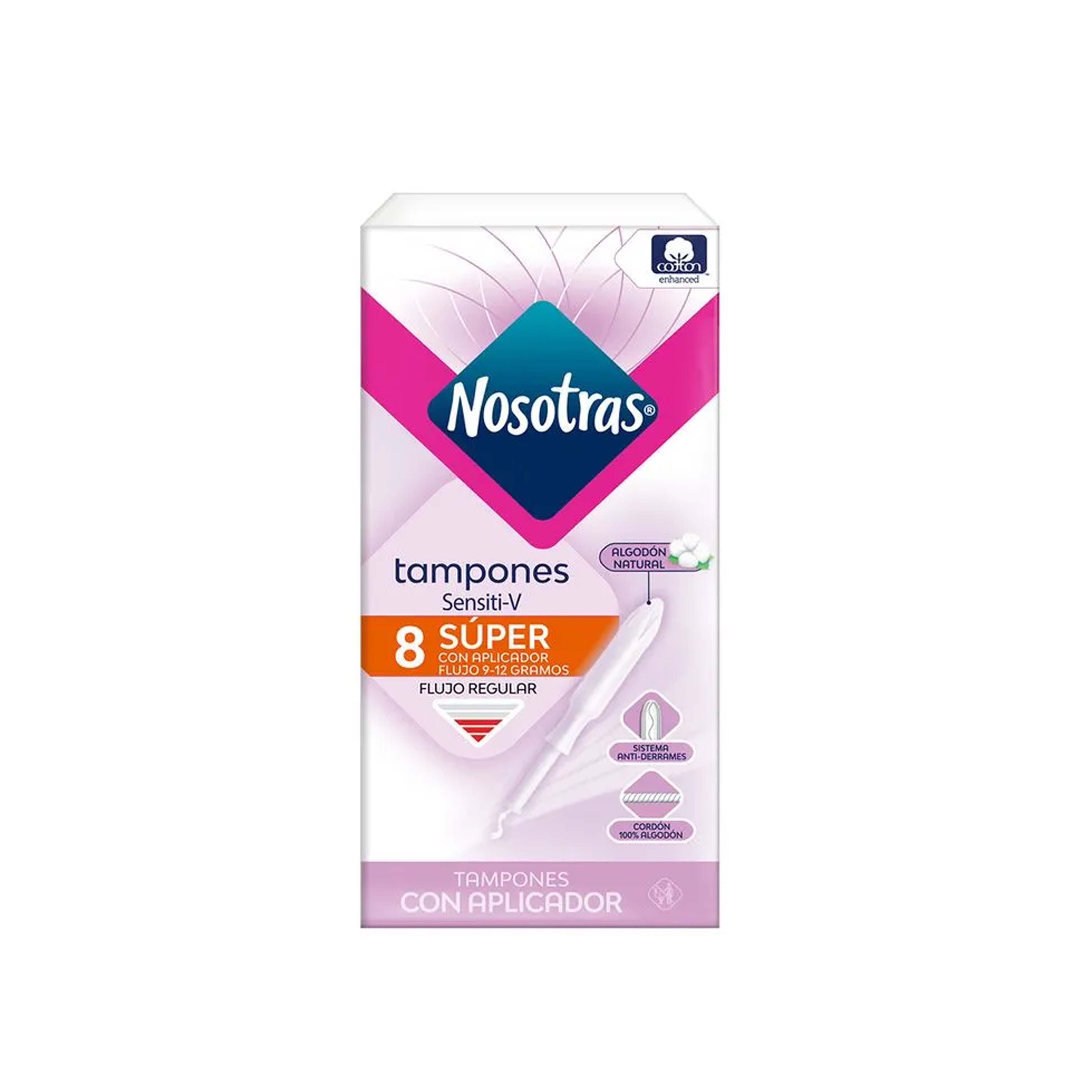 Nosotras Tampones Con Aplicador Super Sensiti-V Por 8
