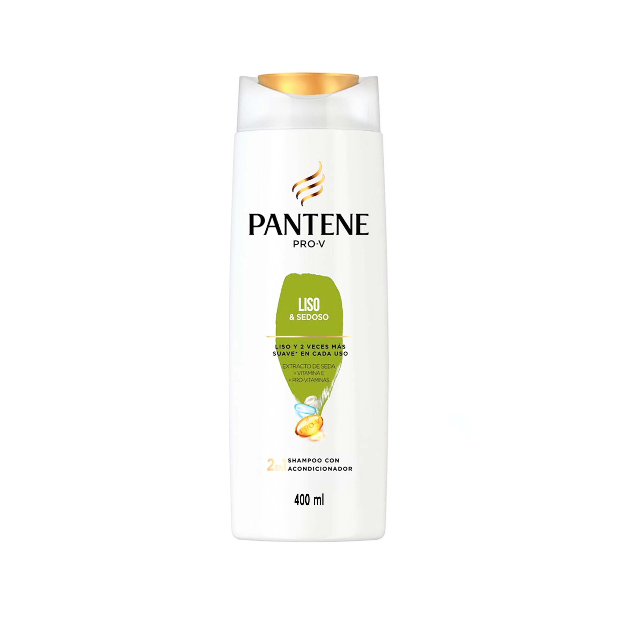 Pantene Shampoo Pro-V Liso & Sedoso Con Acondicionador 2 en 1 Por 400 mL