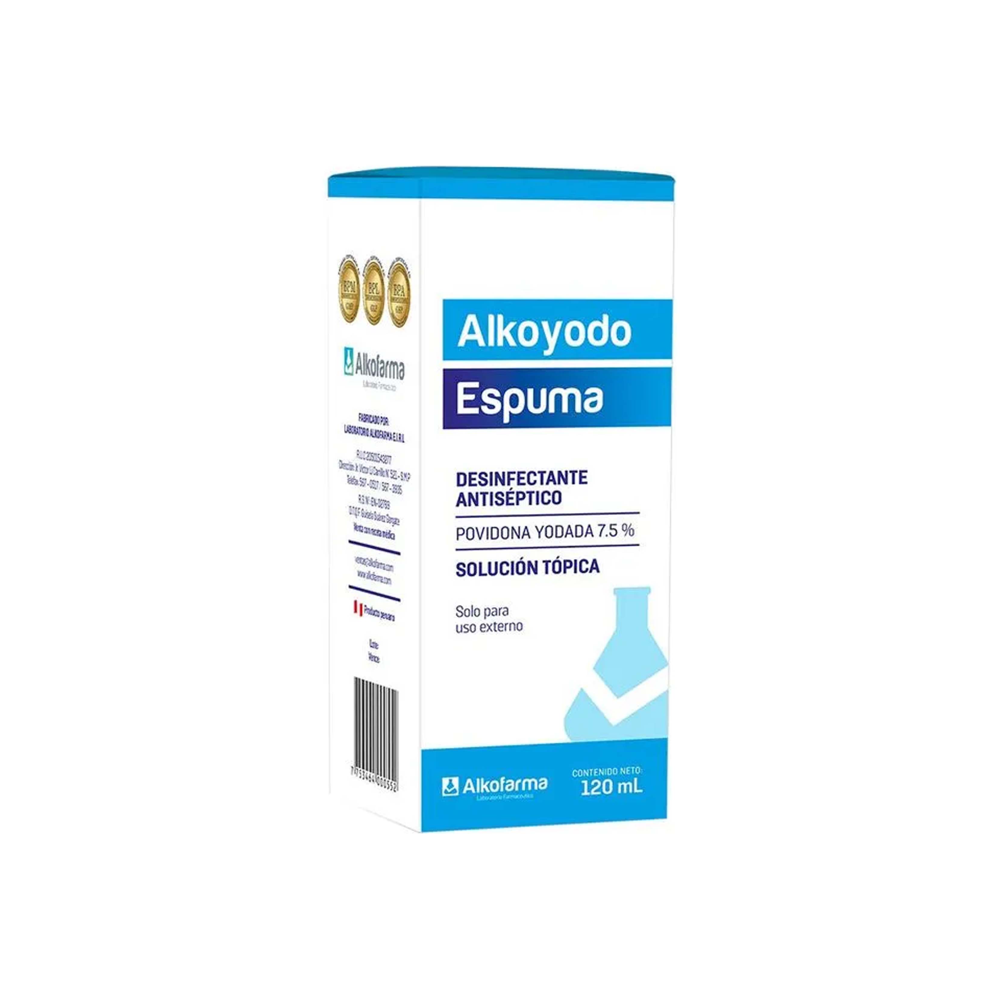 Alkoyodo Espuma Desinfectante Antiséptico Por 120 mL