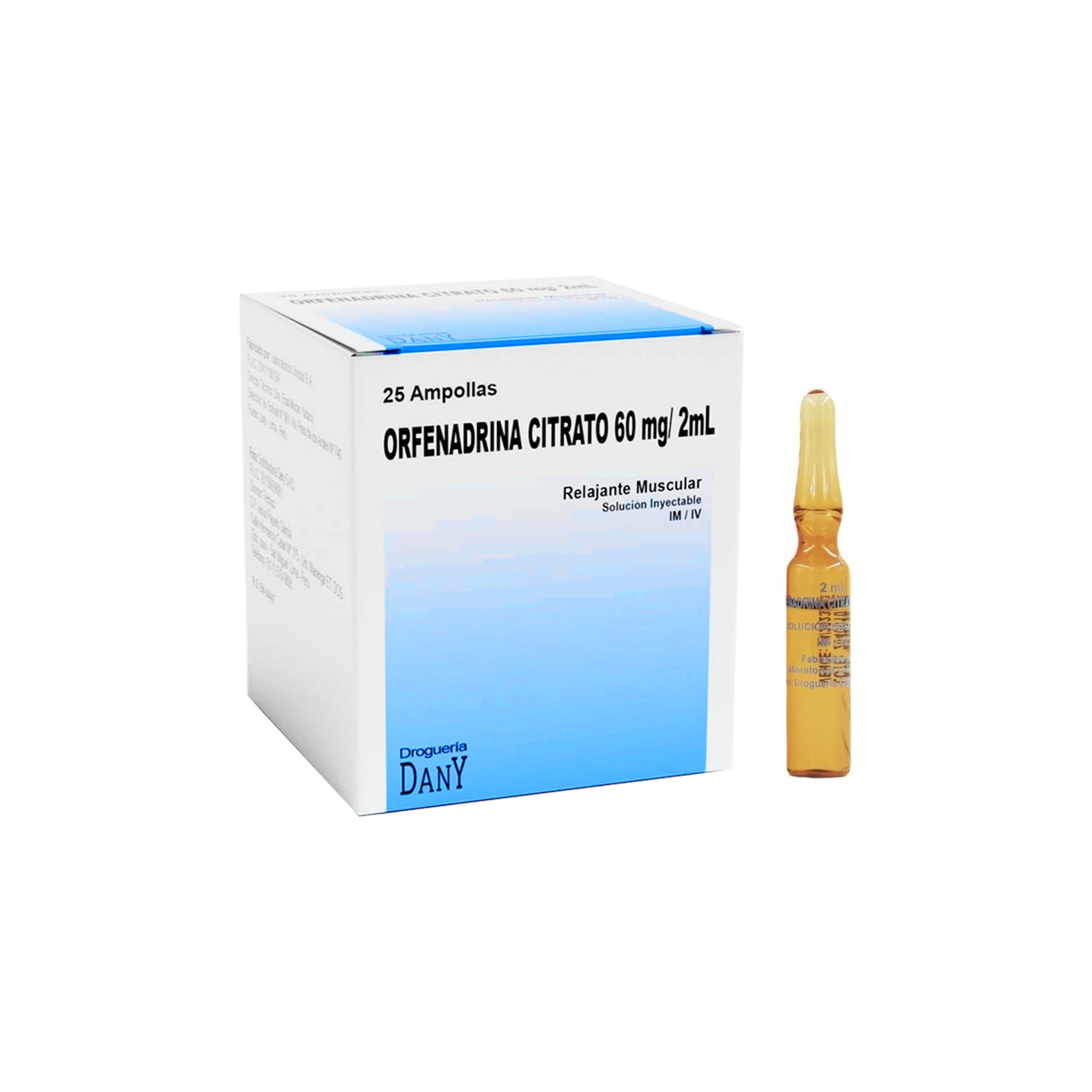 Orfenadrina Citrato 60 mg - 2 ml Relajante Muscular